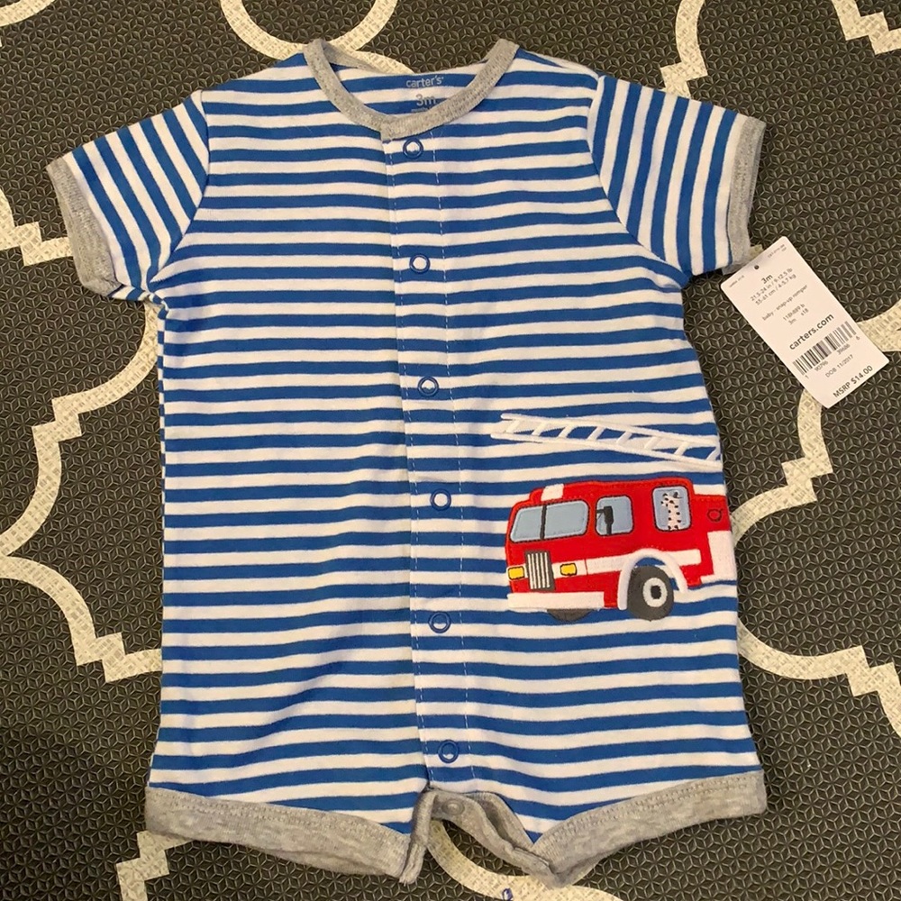 Carter’s fire truck onesie 3m NWT